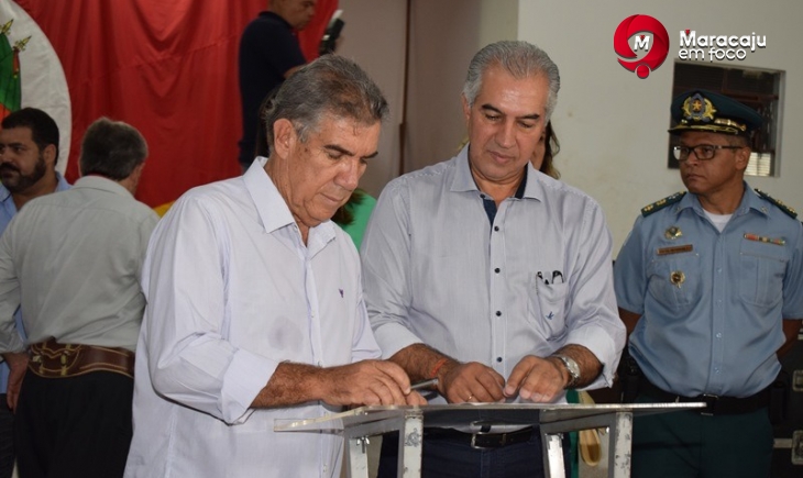 Prefeito Maurílio Azambuja, Secretários e Vereadores recepcionam Governador Reinaldo Azambuja em Maracaju.