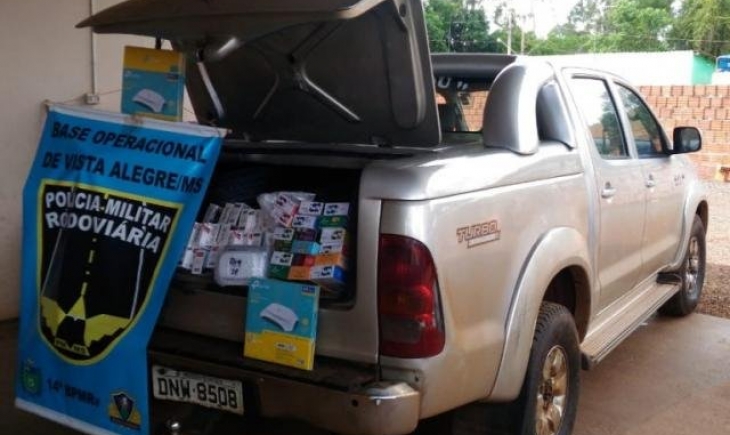 Maracaju: Camionete com cigarros e produtos contrabandeados é apreendida na MS-164