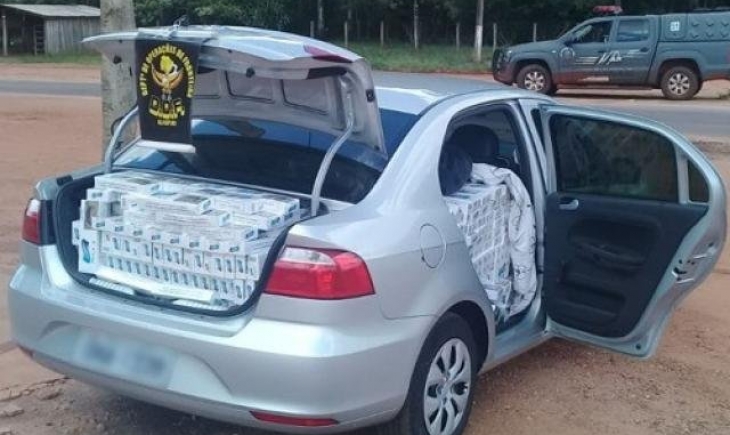 Ponta Porã: DOF apreende carro abarrotado de cigarros do Paraguai na MS-164