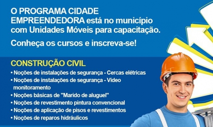 Com grande demanda de vagas, Cidade Empreendedora traz cursos na área de construção civil em Maracaju.