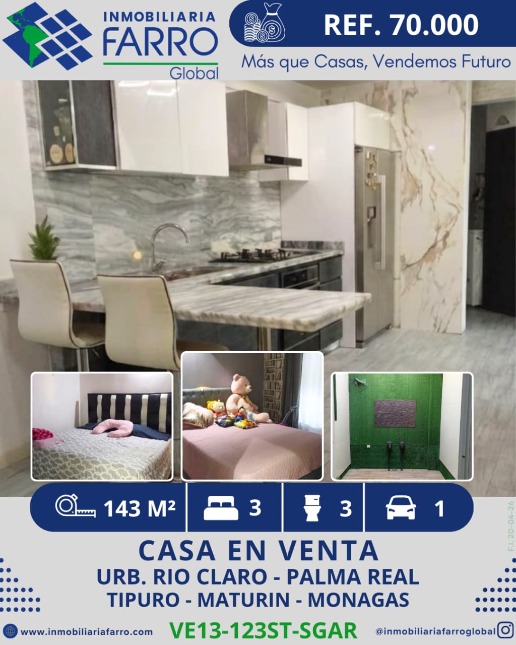 INMOBILIARIA FARRO VENDE CASA URB RIO CLARO P