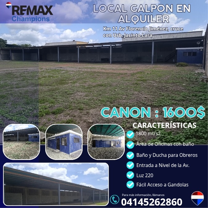 LOCAL ABIERTO TIPO GALPON EN ALQUILER, KM 11 