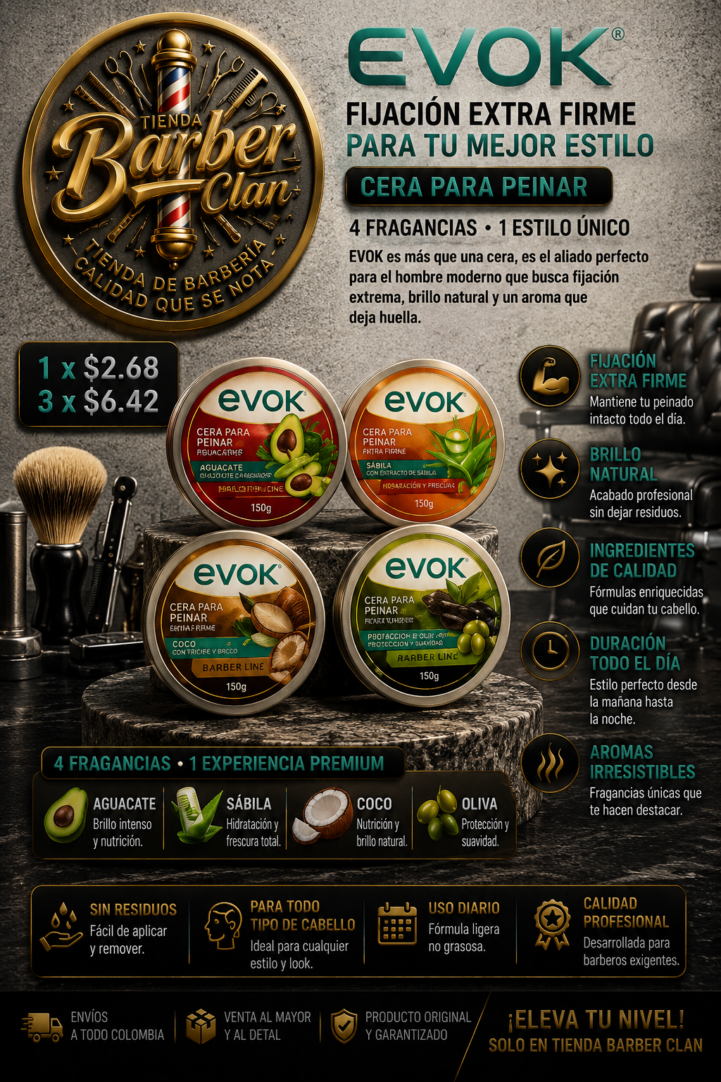 CERA EVOK ALOE VERA + VITAMINA B 64GR EVOK CERAS 7450210015784 - Tienda Barber Clan