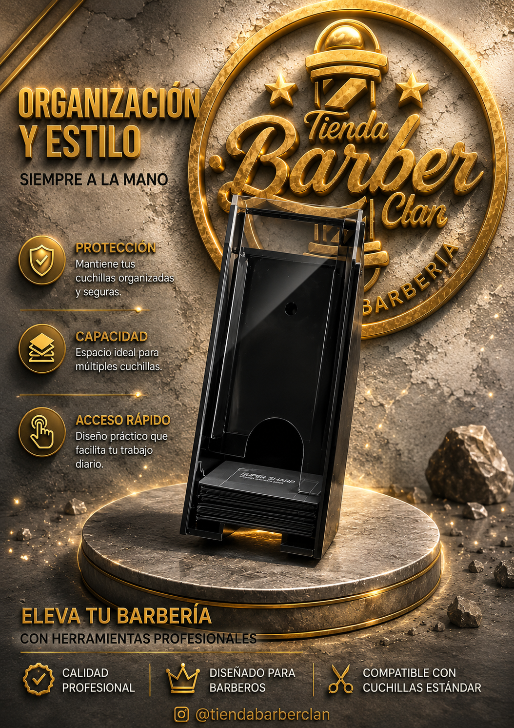 PORTA HOJILLAS ACRILICO CHINA ACCESORIOS DE BARBERIA 47352729033 - Tienda Barber Clan