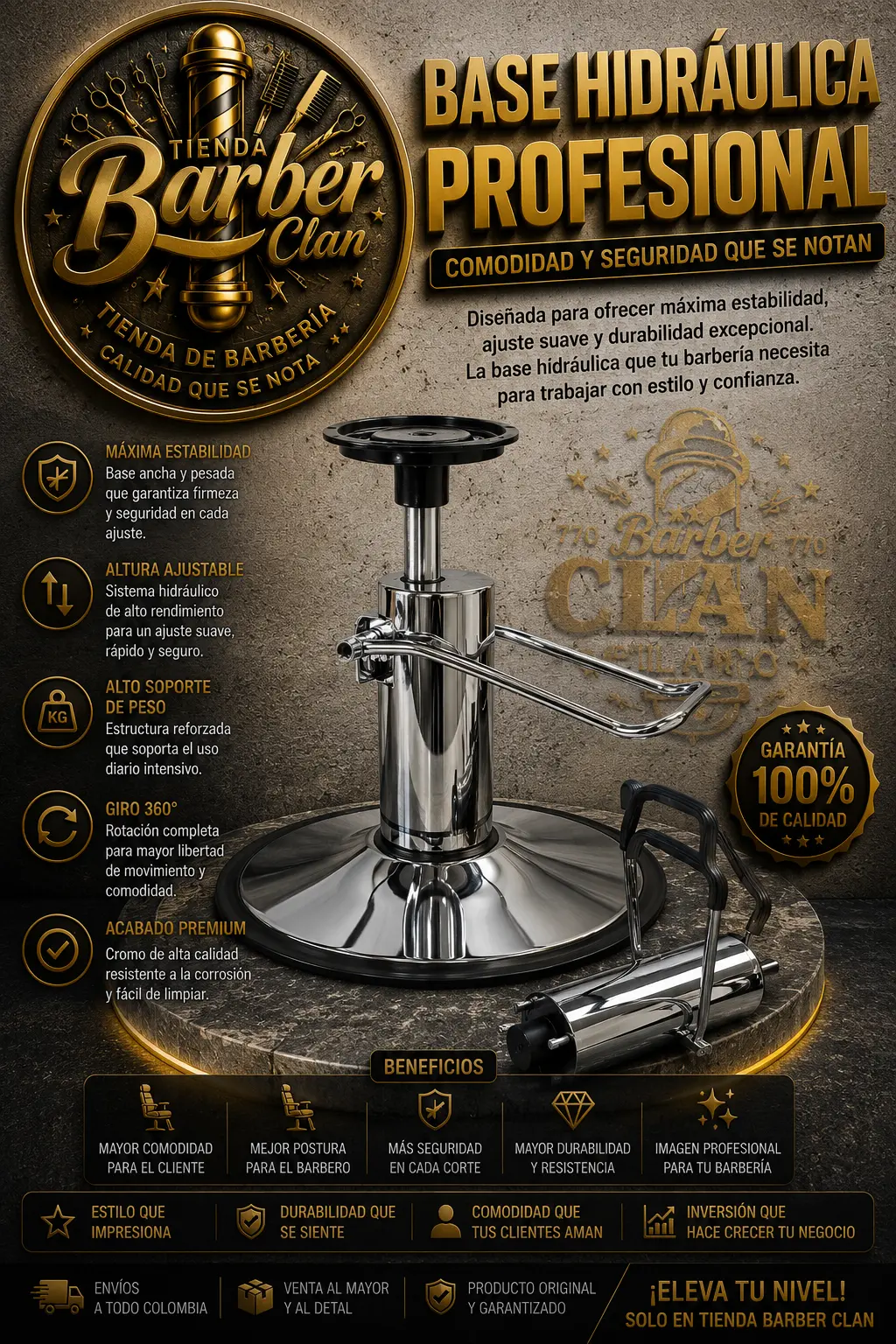 PLATO HIDRAULICO TUMBO MUEBLESMAIKER SILLAS 034725171 - Tienda Barber Clan