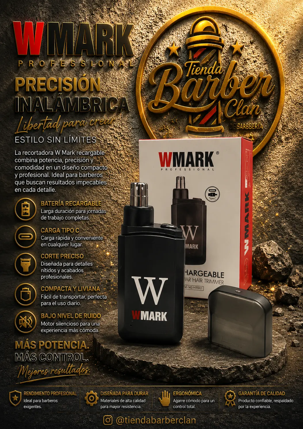 TRIMMER NASAL WMARK NT002 WMARK MAQUINAS PATILLERAS 6971196416743 - Tienda Barber Clan