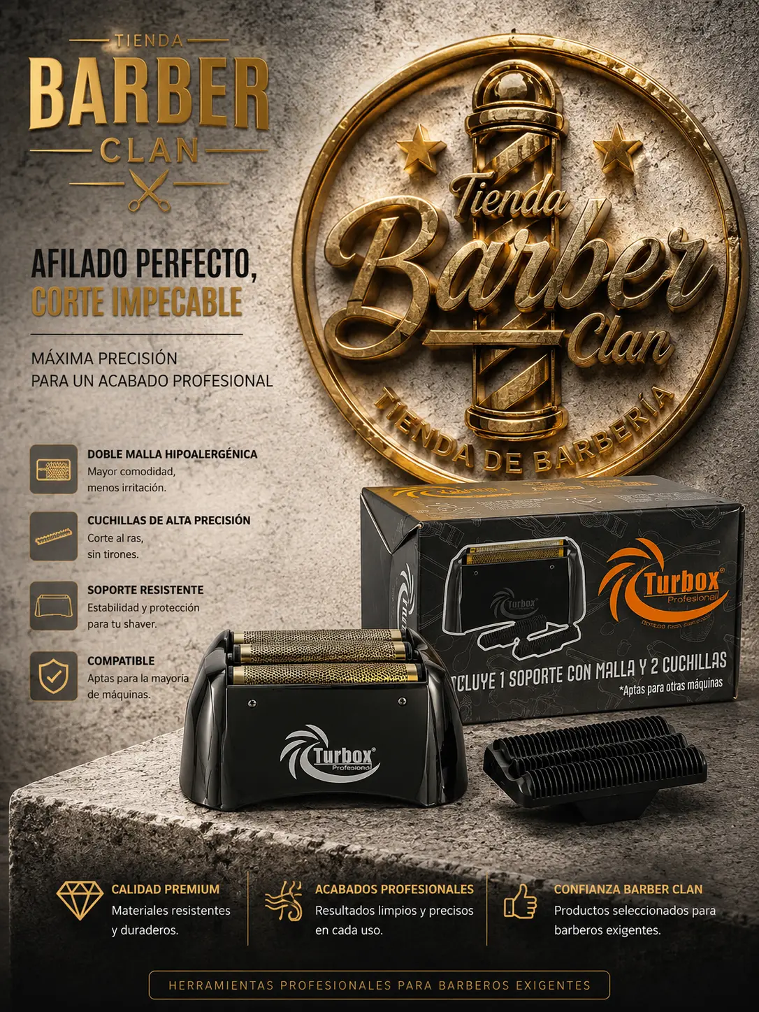 REP. SHAVER TITANIUM TURBOX TURBOX CUCHILLAS Y REPUESTOS 7796445830084 - Tienda Barber Clan