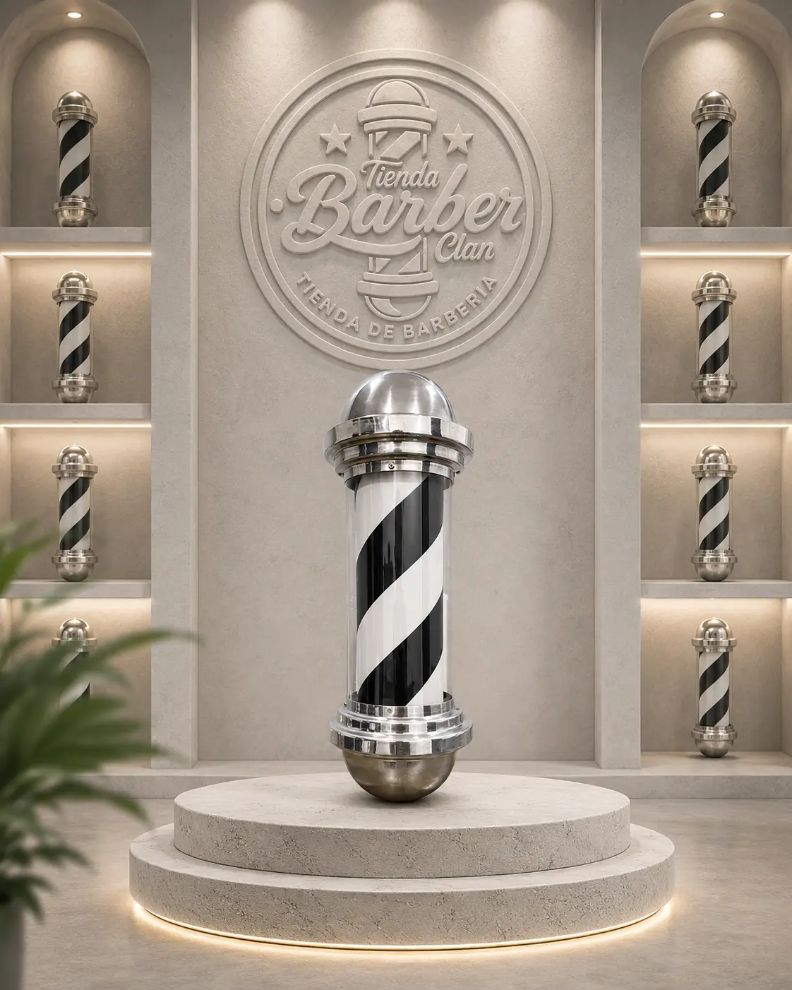 MINI BARBER POOL NEGRO B.PLATEADA 57 CM CHINA BARBER POOL O POSTE DE BARBERIA 778962145 - Tienda Barber Clan