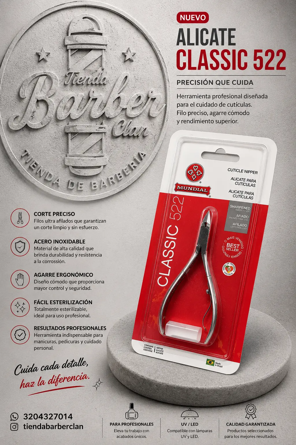 CORTA CUTICULA CLASSIC 522C MUNDIAL MANICURE Y PEDICURE UÑAS 049774018149 - Tienda Barber Clan