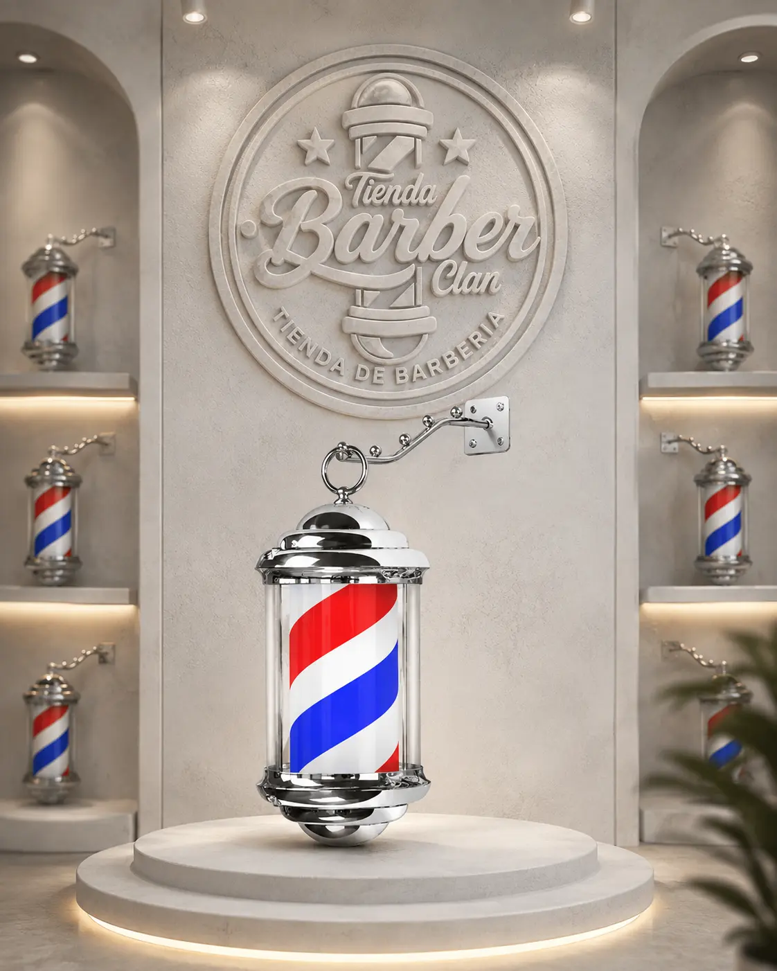 BARBER POOL FAROLA TRICOLOR china BARBER POOL O POSTE DE BARBERIA 20891725 - Tienda Barber Clan