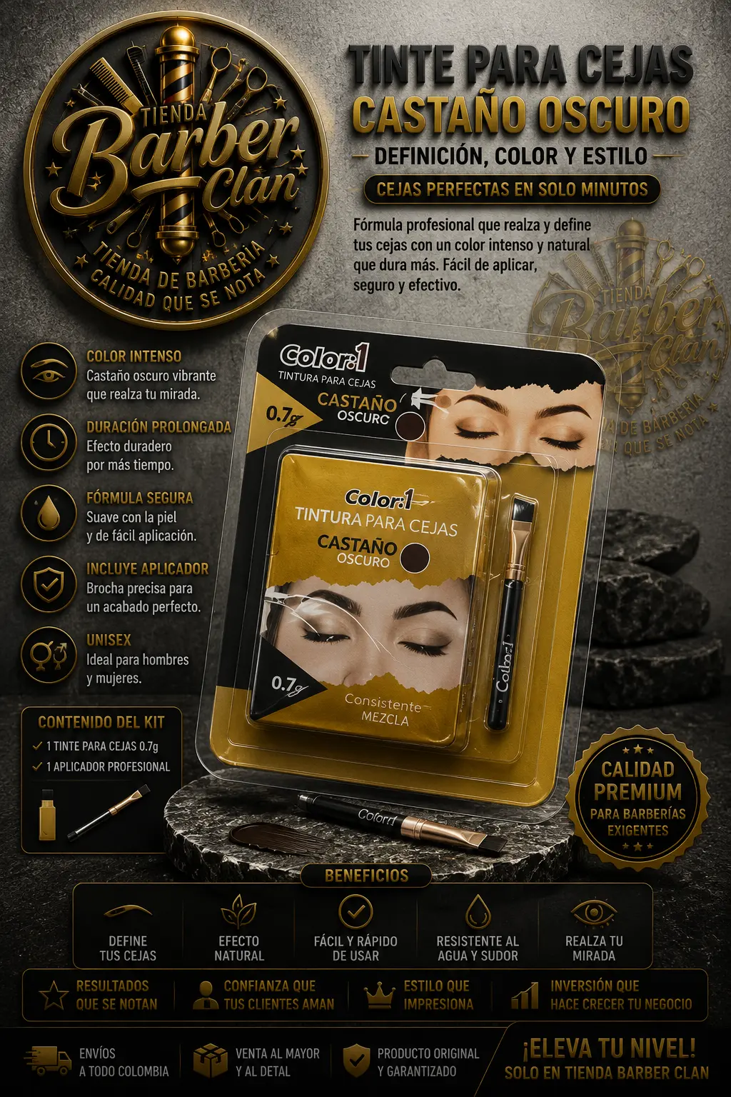 TINTE PARA CEJAS CASTAÑO COLOR 1 COLOR-1 CEJAS 7707223661003 - Tienda Barber Clan