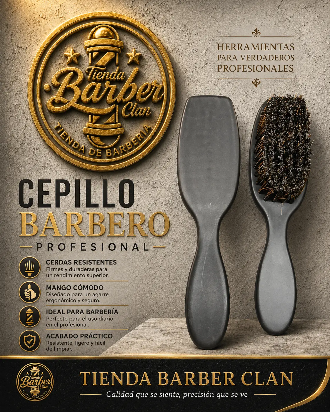 CEPILLO SACUDIDOR NEGRO CHINA CEPILLOS SACUDIDORES 75426015 - Tienda Barber Clan