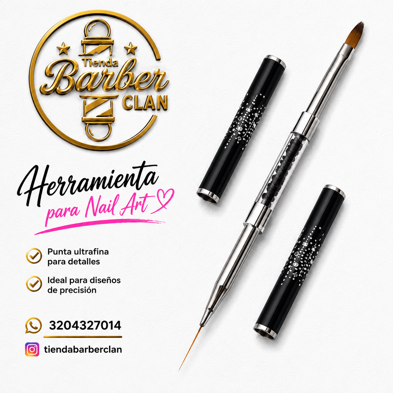 PINCEL LINER DOBLE 008 OH BELLEZA MANICURE Y PEDICURE UÑAS 1008 - Tienda Barber Clan