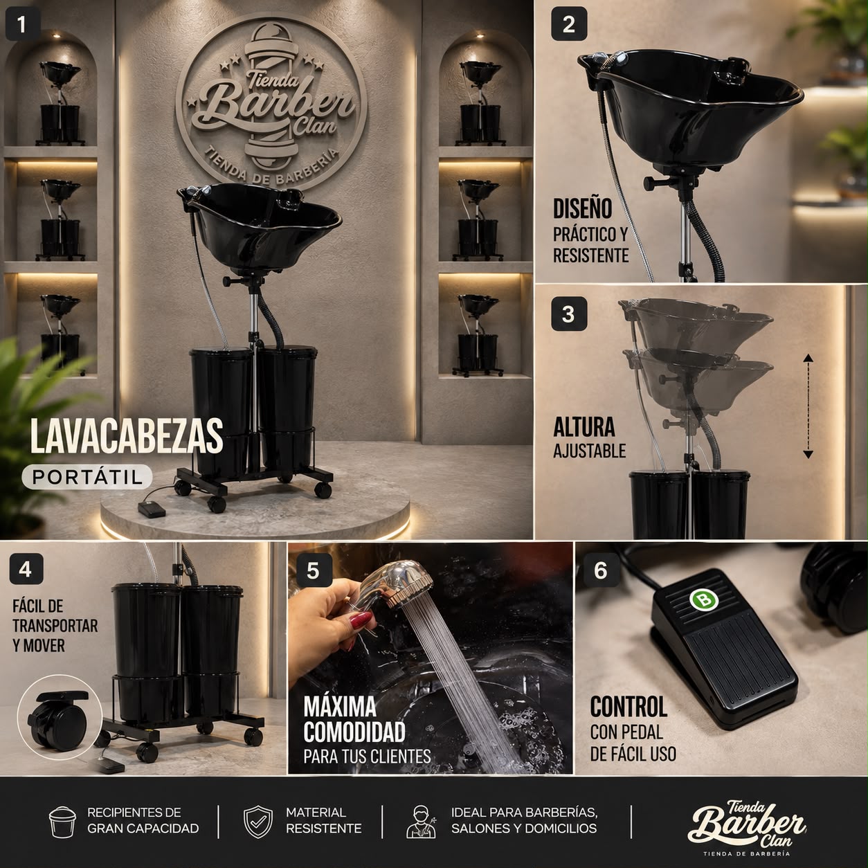 LAVACABEZAS PORTATIL CHINA 774511451 - Tienda Barber Clan