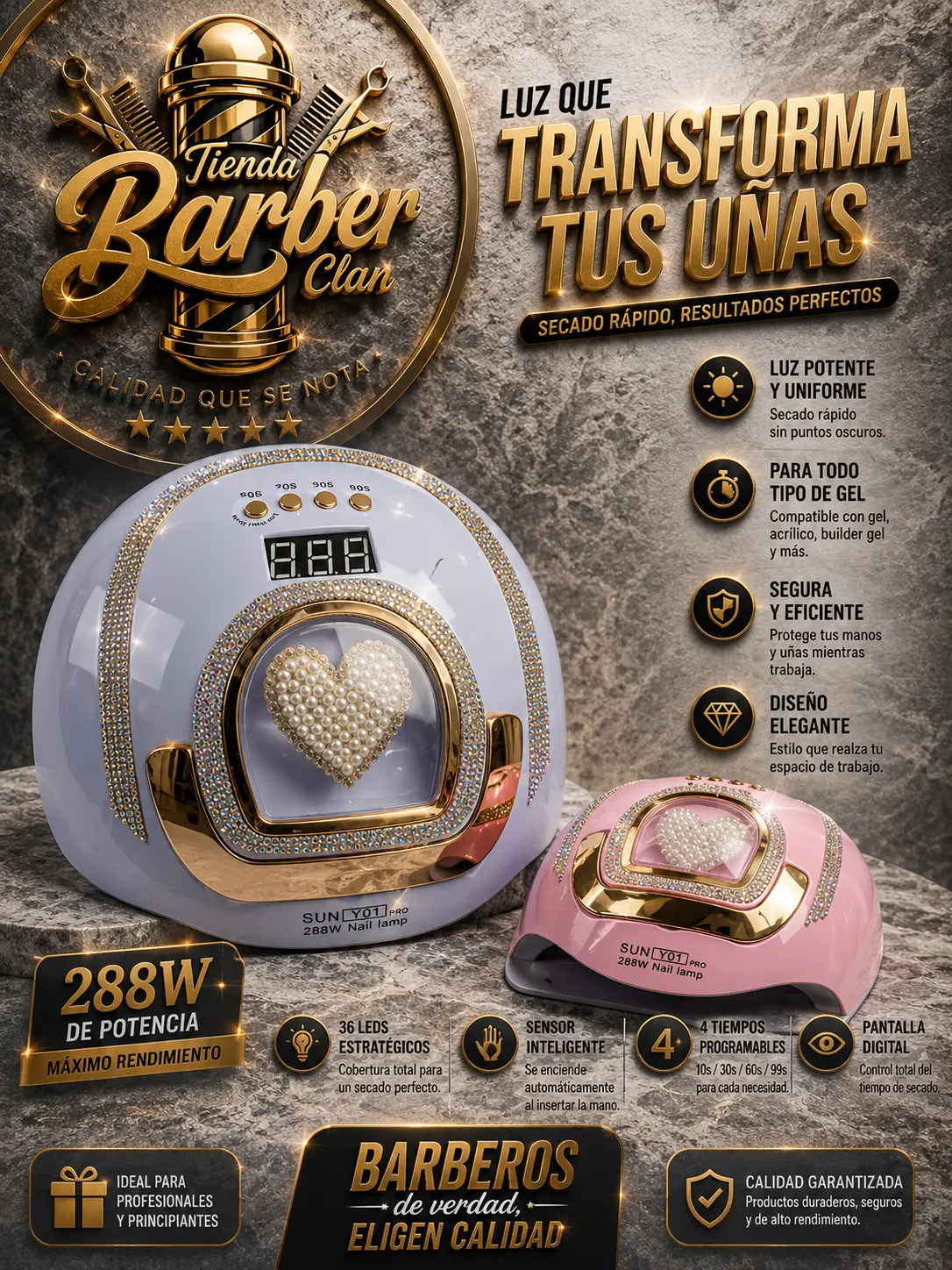 LAMPARA CORAZON DE UÑAS Y01 SUN MANICURE Y PEDICURE UÑAS 10012883 - Tienda Barber Clan
