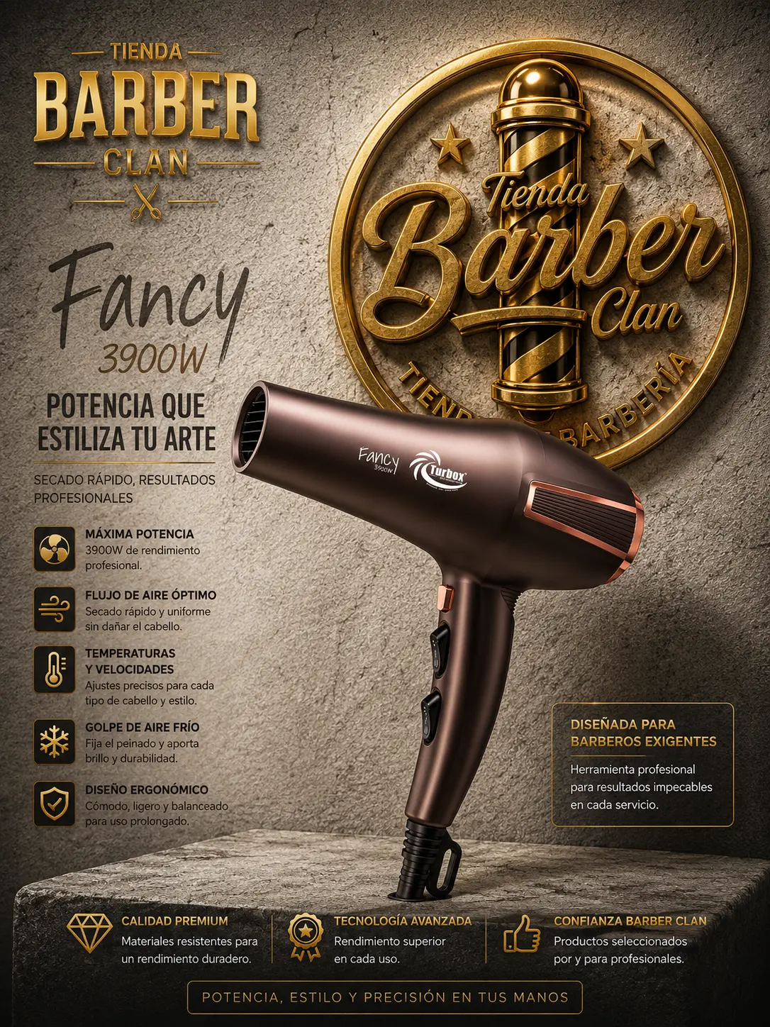 SECADOR SEMI PROF. FANCY TURBOX TURBOX SECADORES 7709080624429 - Tienda Barber Clan
