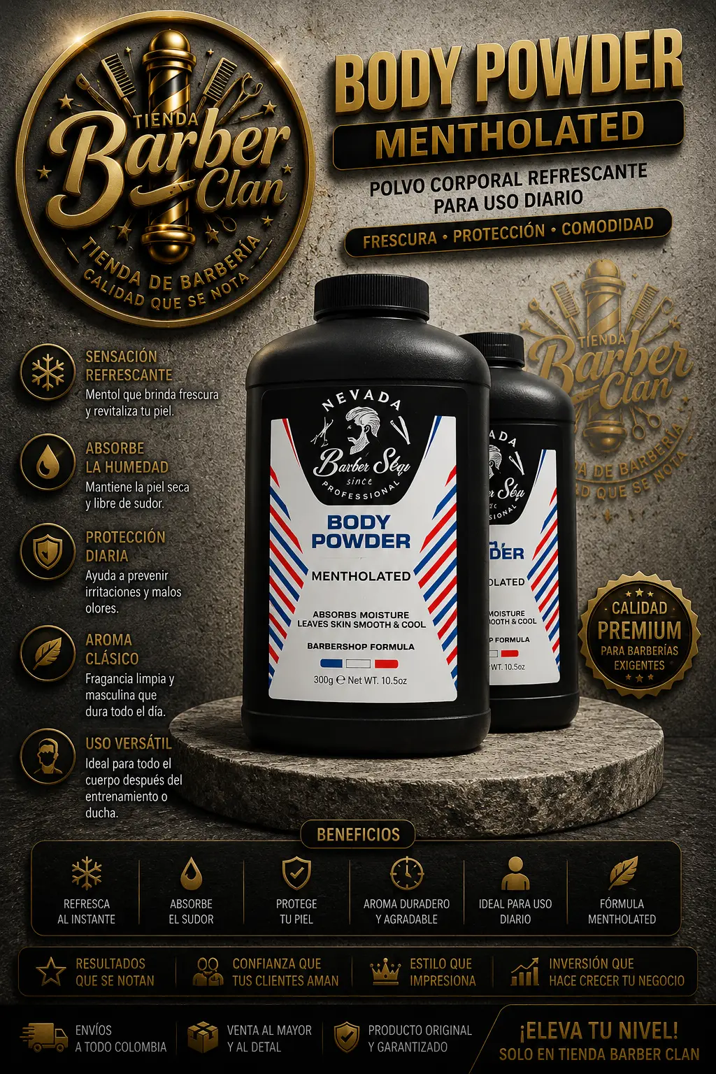 TALCO MENTOLADO NEVADA 368G NEVADA TALCOS 847610029751 - Tienda Barber Clan
