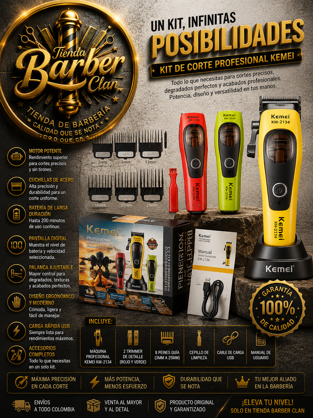 MAQUINA KEMEI 1920 KEMEI MAQUINAS DE CORTE 6955549319202 - Tienda Barber Clan