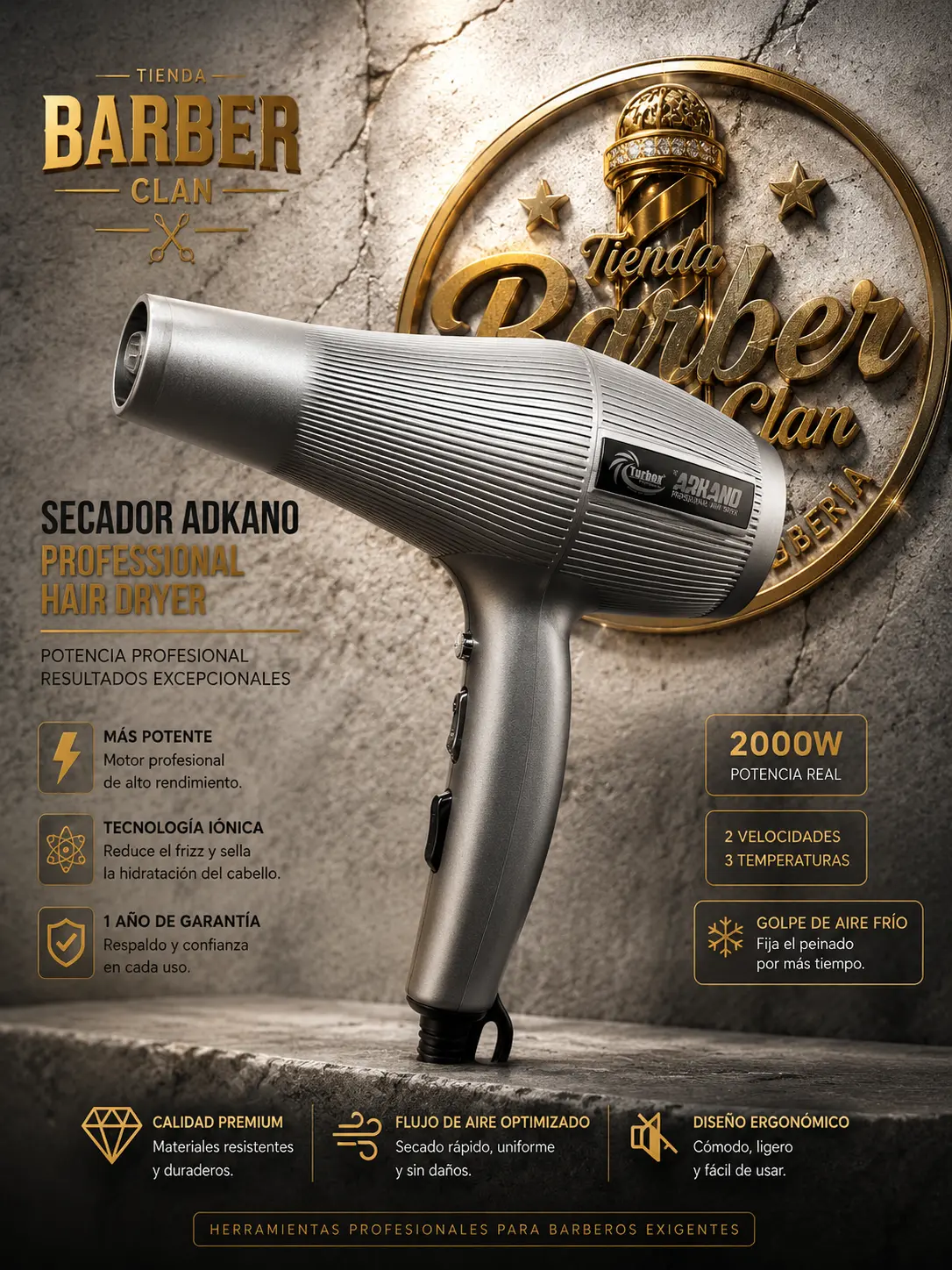 SECADOR ARKANO TURBOX TURBOX SECADORES 7709080624474 - Tienda Barber Clan