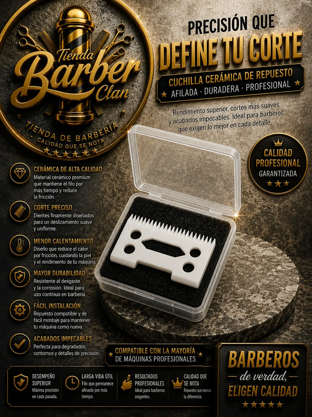 CUCHILLA DENTADA CERAMICA CHINA CUCHILLAS Y REPUESTOS 792731204 - Tienda Barber Clan