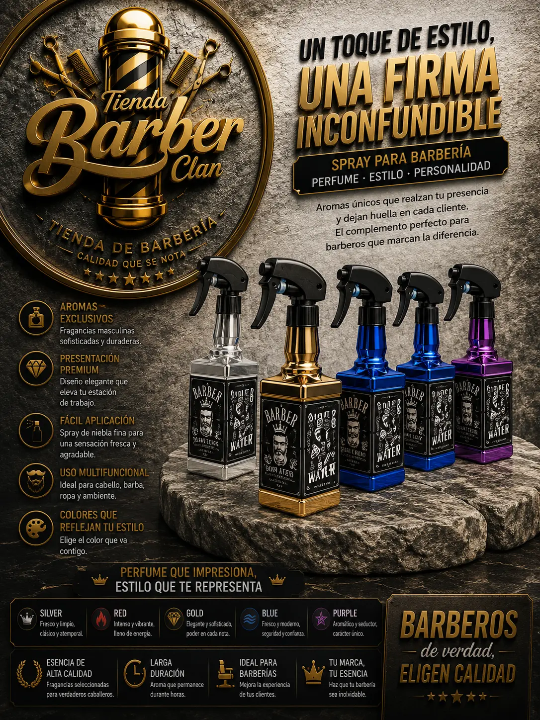 ATOMIZADOR CUADRADO METALIZADO WATERSPRAYER ATOMIZADORES 028737819171 - Tienda Barber Clan