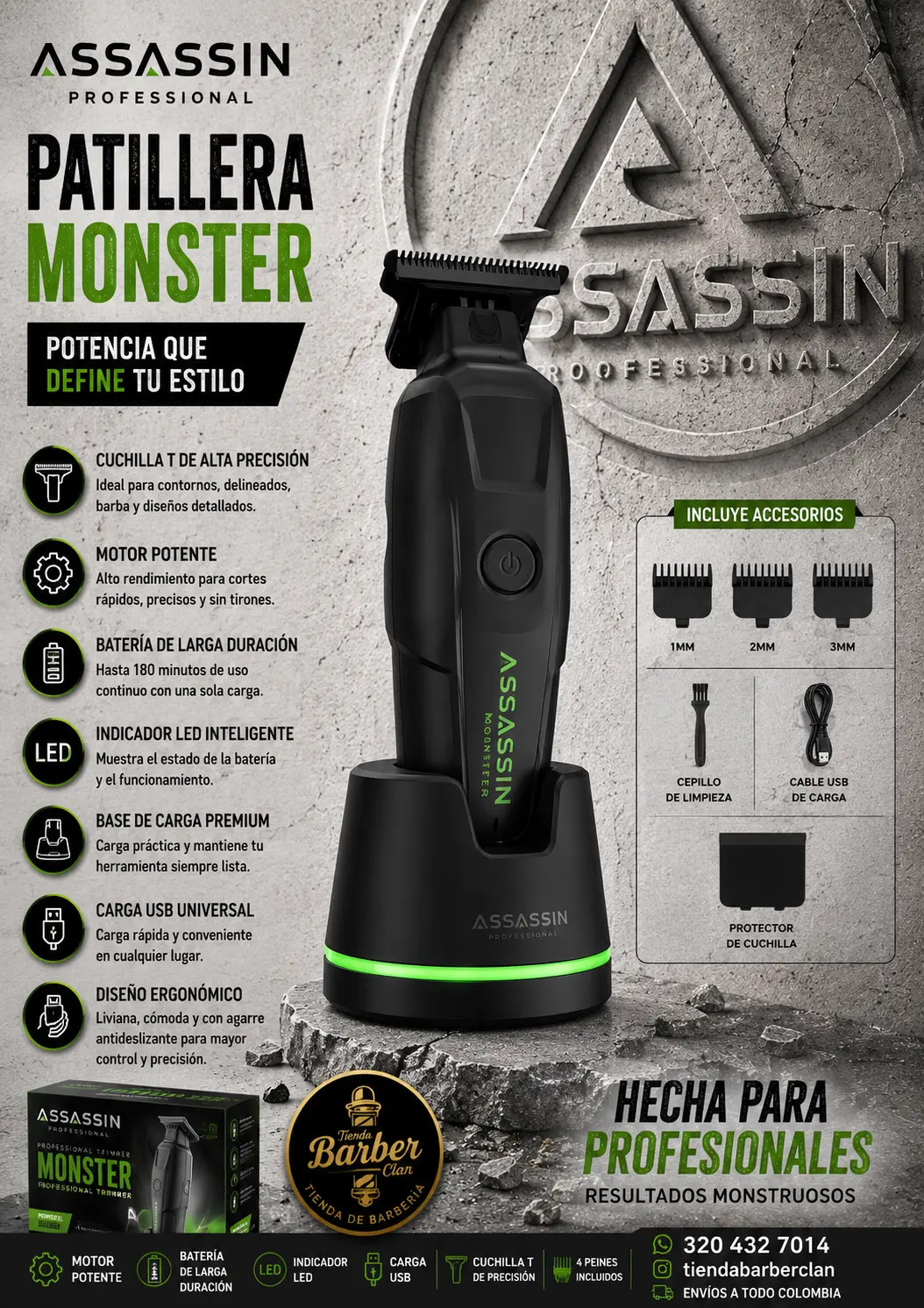 PATILLERA ASSASSIN MONSTER MOSNTER MAQUINAS PATILLERAS 8718215298397 - Tienda Barber Clan