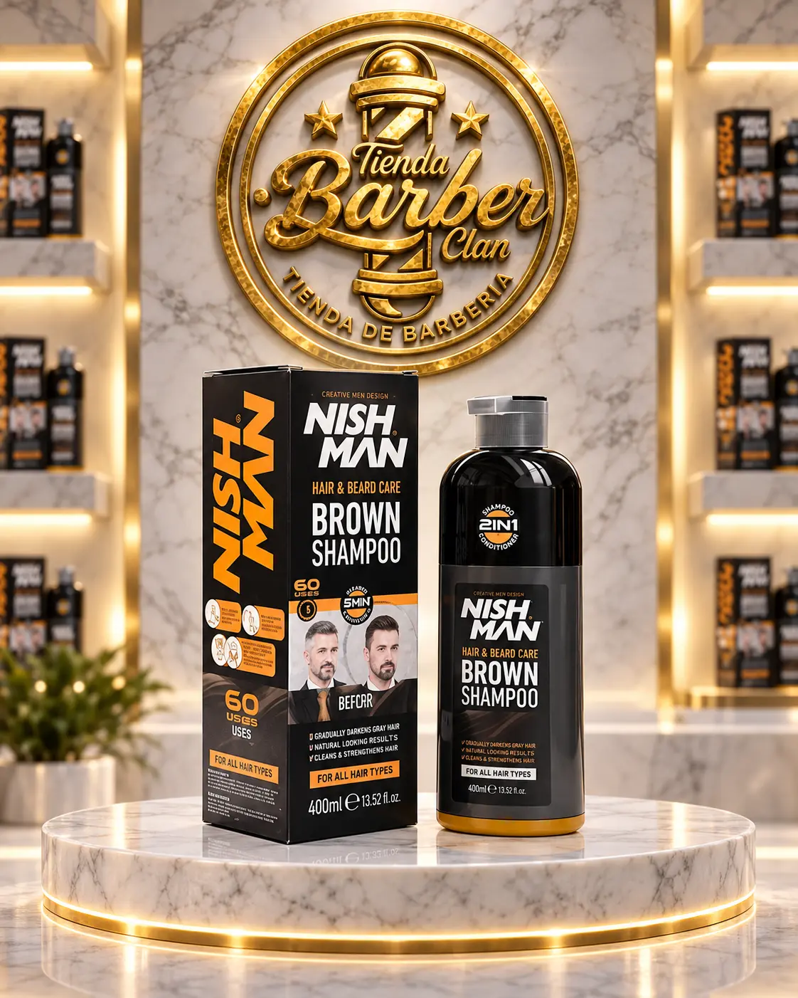 SHAMPOO NISHMAN 2EN1 BROWN 400ML NISHMAN TINTES y PERMANENTES 8684736672261 - Tienda Barber Clan