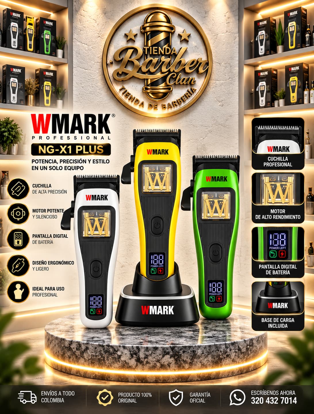 WMARK X1 PLUS WMARK MAQUINAS DE CORTE 6971196419645 - Tienda Barber Clan