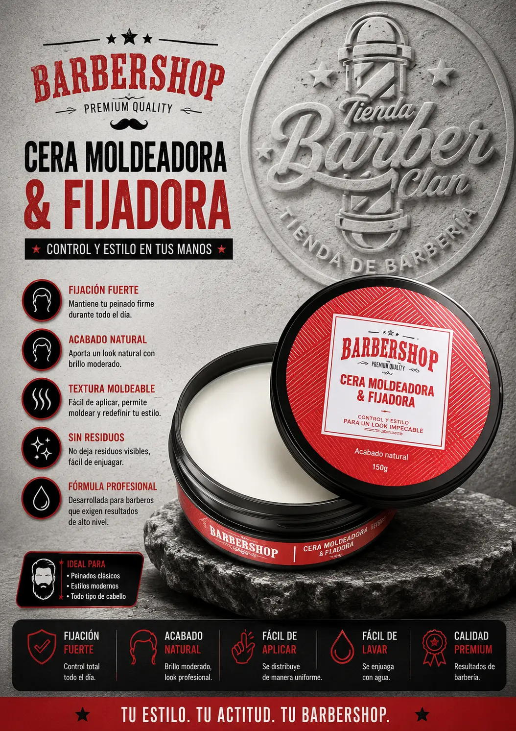 CERA BARBERSHOP CX 190G BARBERSHOP CERAS 7707320478849 - Tienda Barber Clan