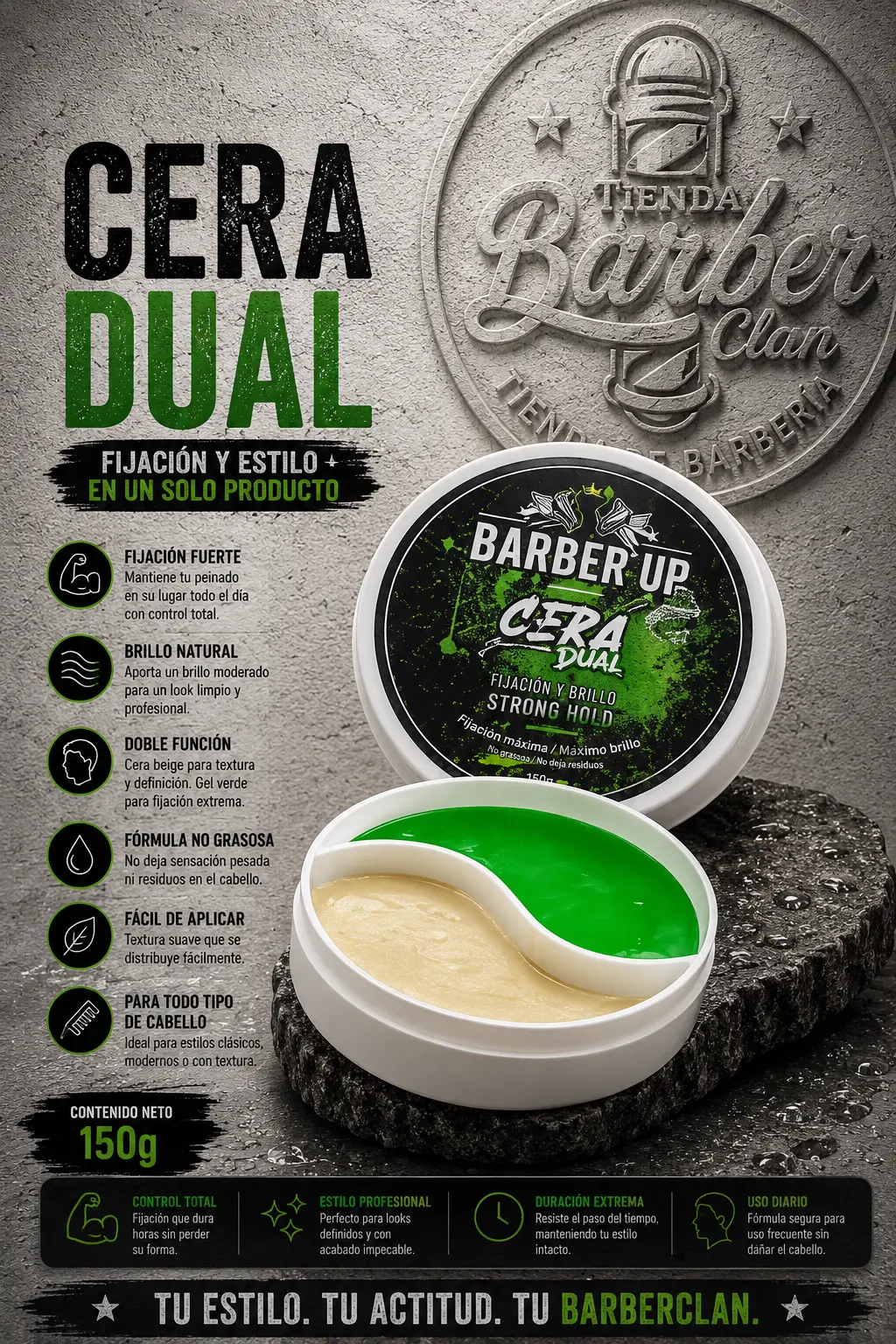 CERA DUAL GOLDEN FLOW 160G BARBER UP CERAS 7707320479976 - Tienda Barber Clan