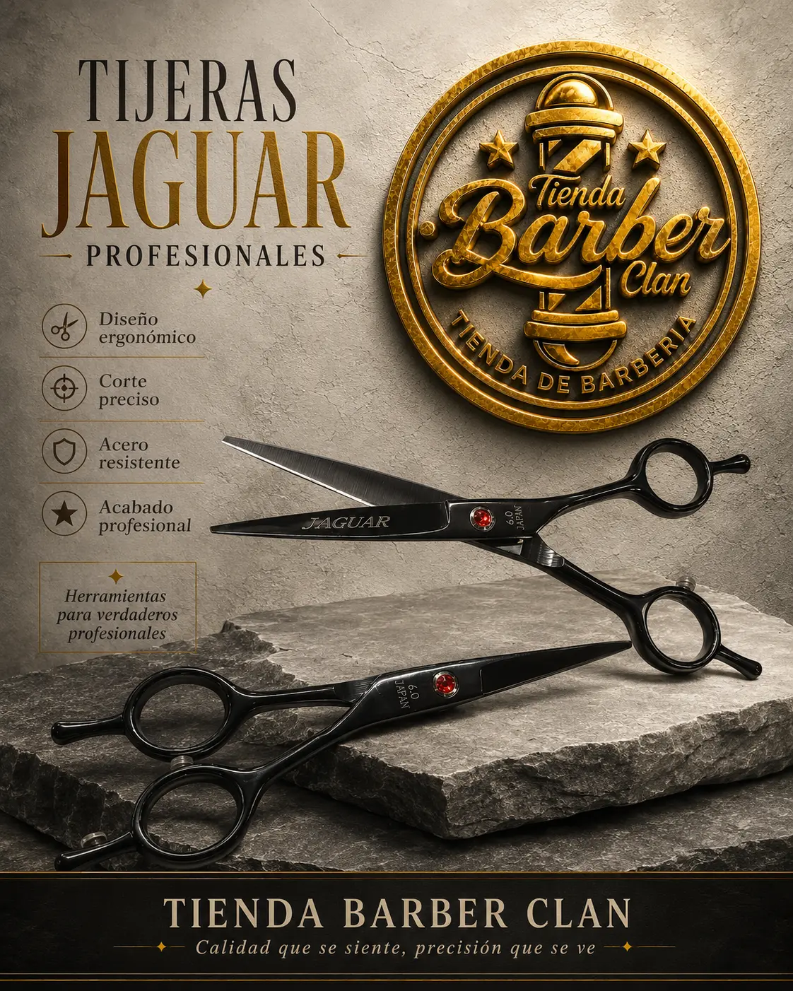 TIJERA NEGRA FILO LISO JAGUAR JAGUAR TIJERAS 7947711446 - Tienda Barber Clan