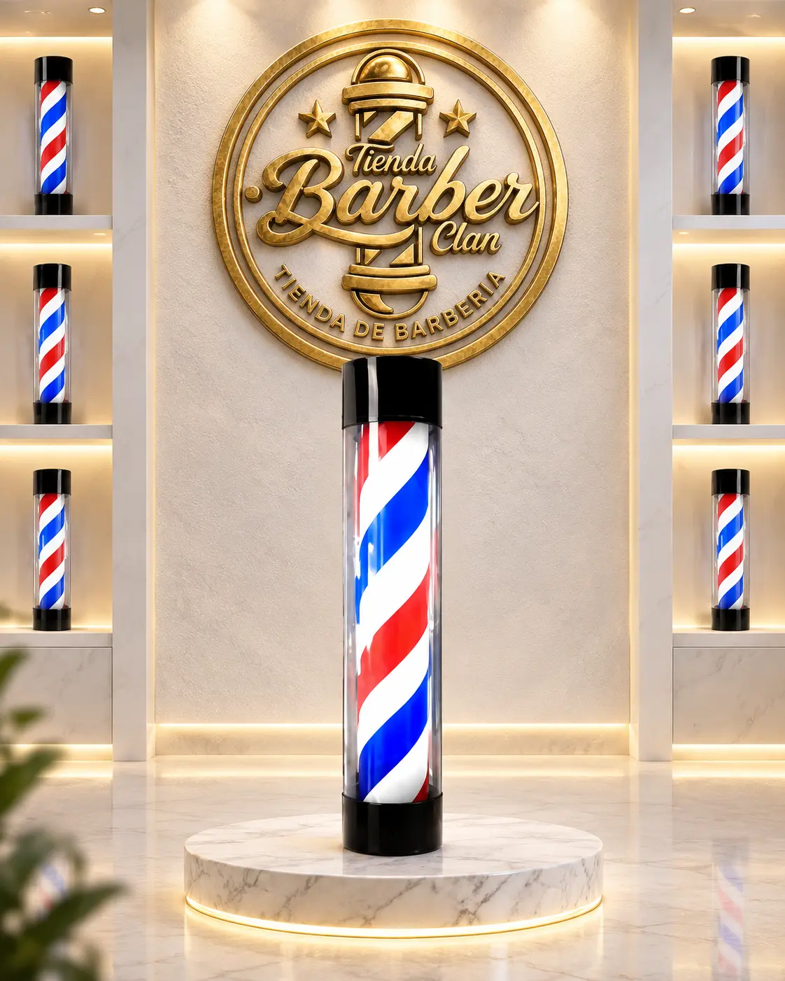 BARBER POOL PEQ. TRICOLOR CHINA BARBER POOL O POSTE DE BARBERIA 034801 - Tienda Barber Clan