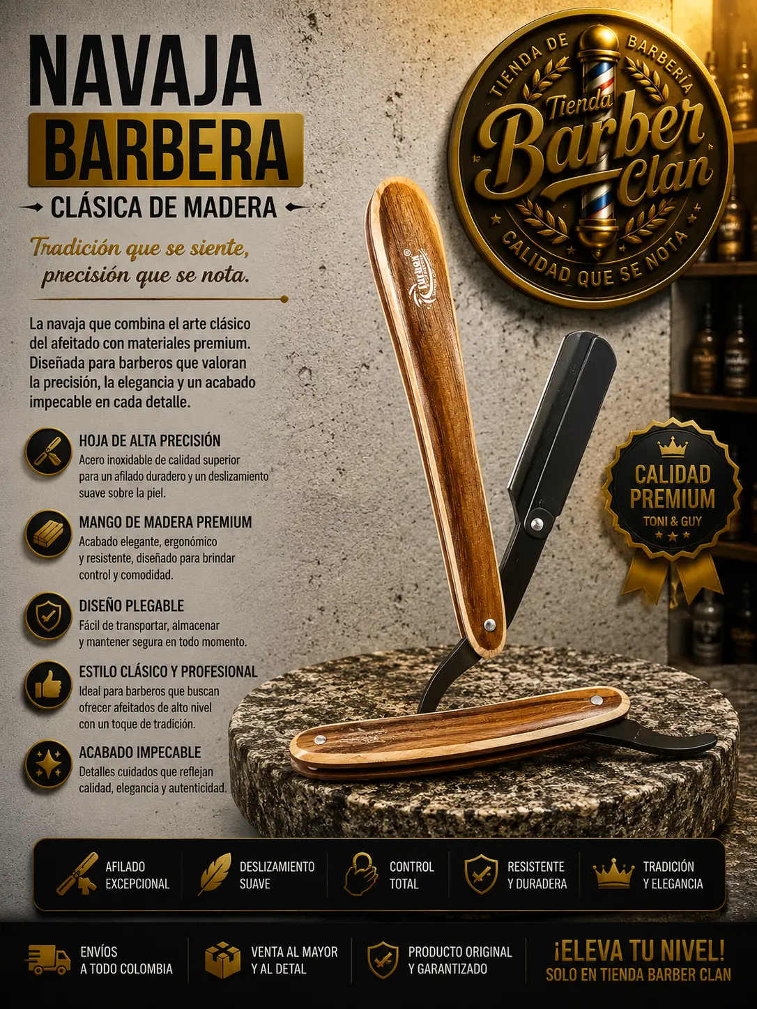 NAVAJA MANGO MADERA BICOLOR 033 TURBOX TURBOX BARBERAS NAVAJAS 7796445830164 - Tienda Barber Clan