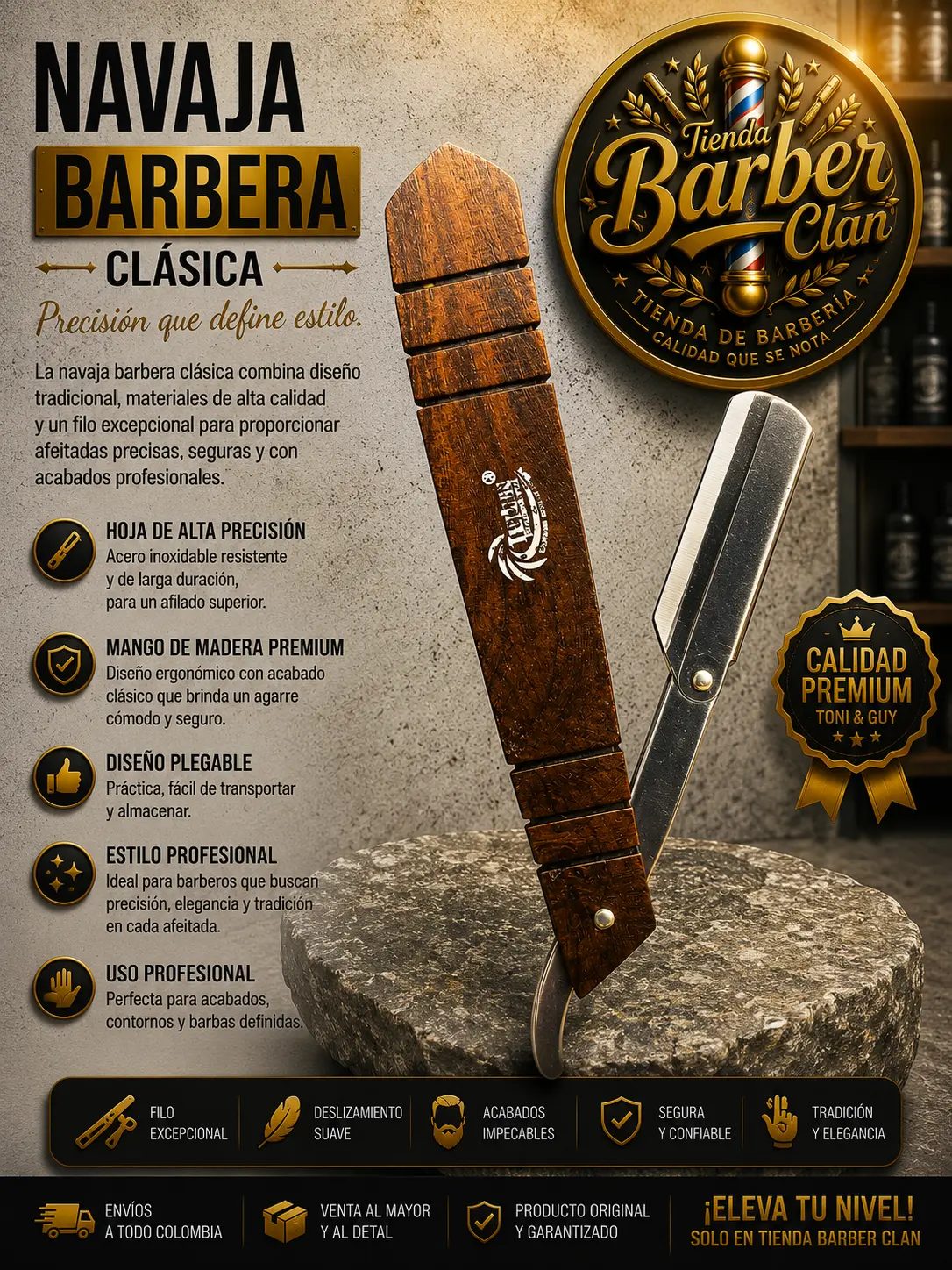 NAVAJA MADERA TALLADA 021 TURBOX TURBOX BARBERAS NAVAJAS 7796445830170 - Tienda Barber Clan