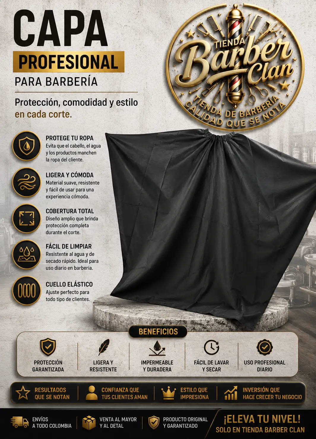 CAPA EKO NEGRA SENCILLA MAJESTIC MAJESTIC CAPAS 4837 - Tienda Barber Clan