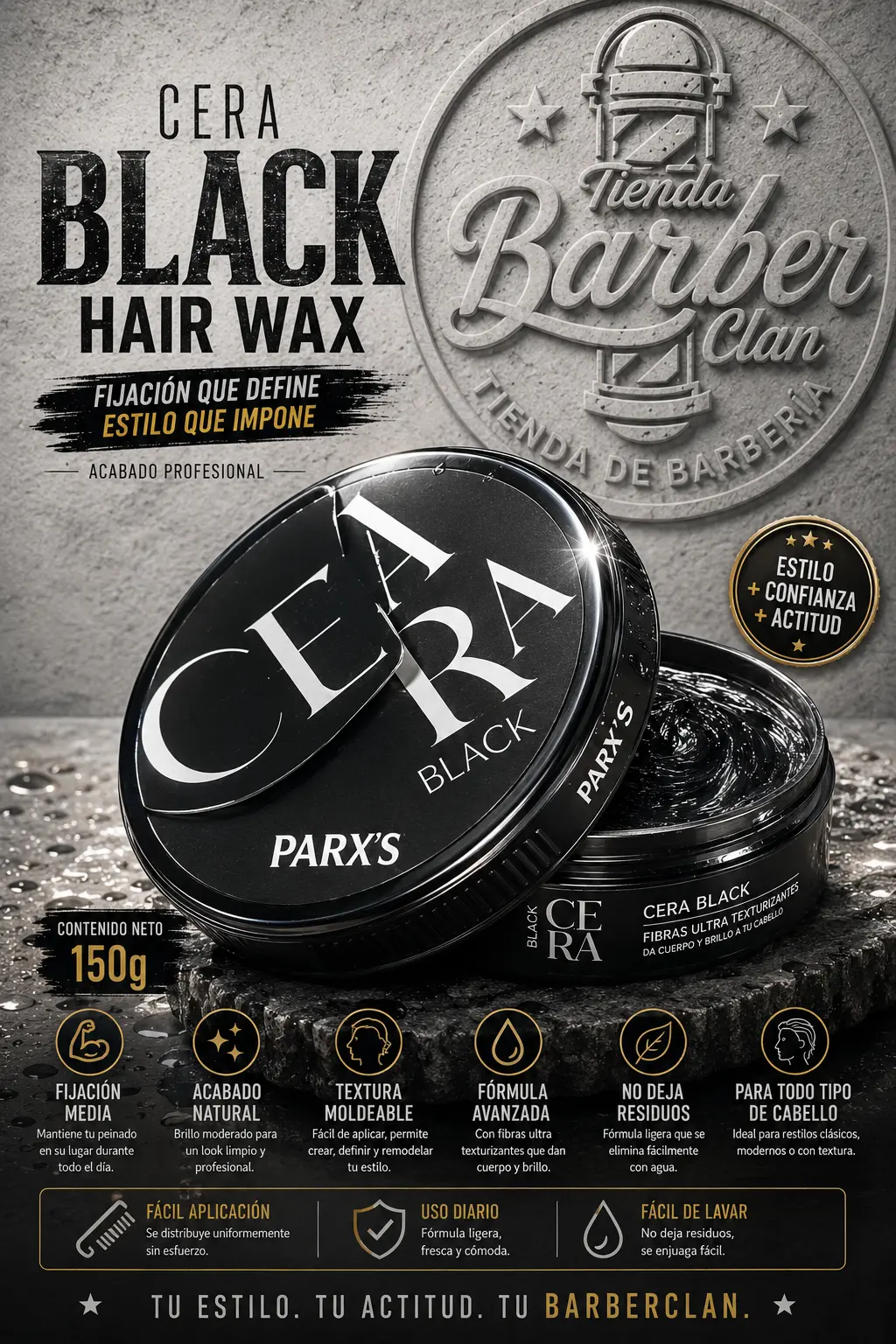 CERA BLACK PARXS PARXS CERAS 7707710967458 - Tienda Barber Clan