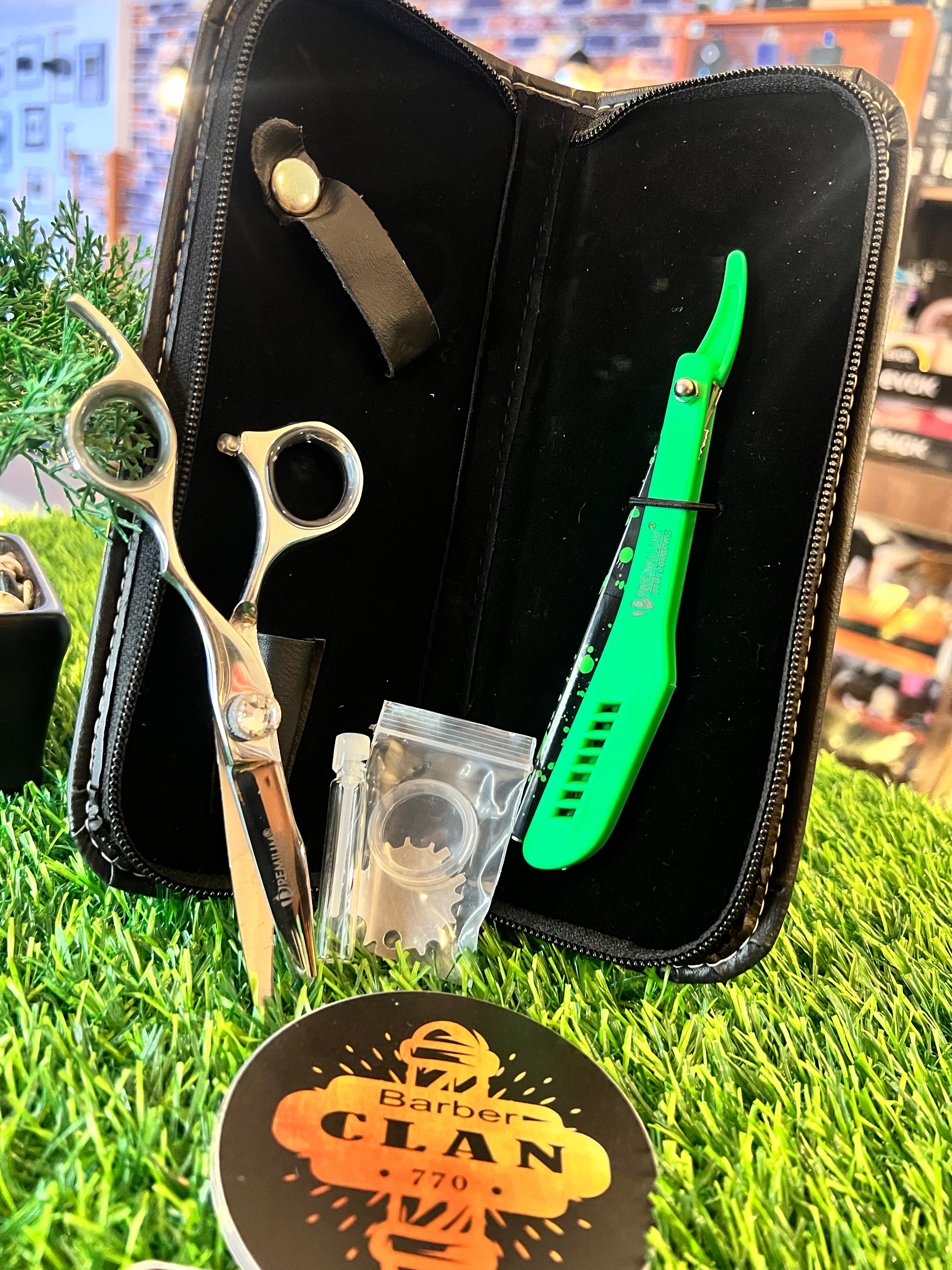COMBO TIJERA DIAMANTE PREMIUM PLATA PREMIUM TIJERAS 18416 - Tienda Barber Clan