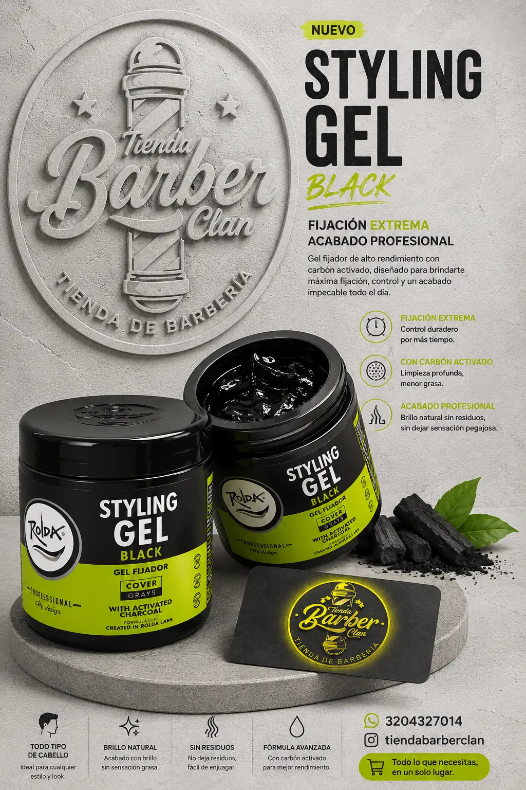 GEL BLACK ROLDA 500GR ROLDA GEL DE PEINAR 7707342221034 - Tienda Barber Clan