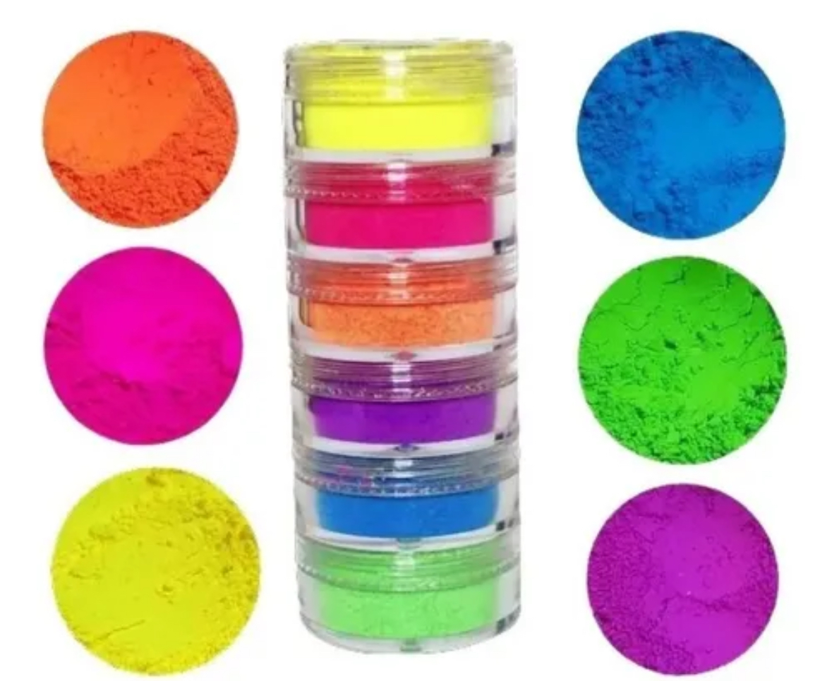 KIT DE PIGMENTOS EN POLVO NEON X 6 MANICURE Y PEDICURE UÑAS 7702025824960 - Tienda Barber Clan