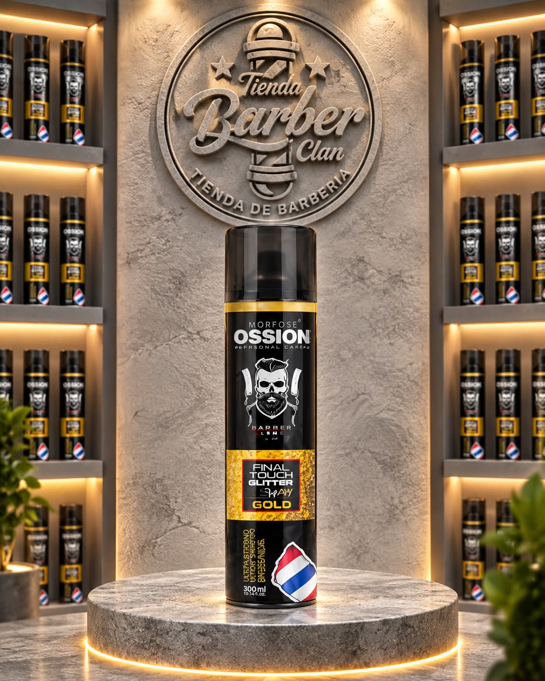 LACA ESCARCHADA DORADA OSSION 300ML OSSION LACAS 8681701008872 - Tienda Barber Clan