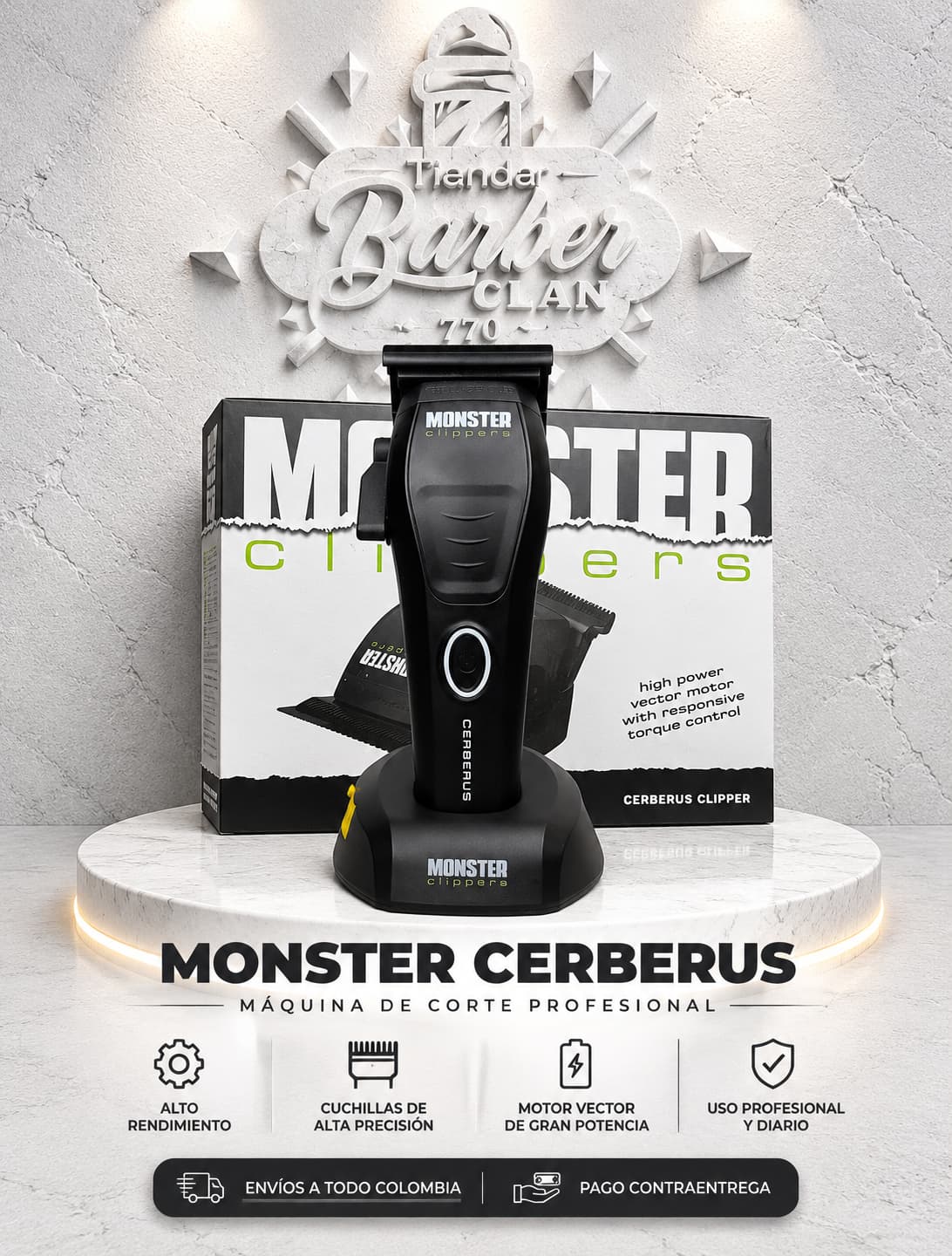 MAQUINA DE CORTE CERBERUS CLIPPER MONSTER 8718215298342 - Tienda Barber Clan