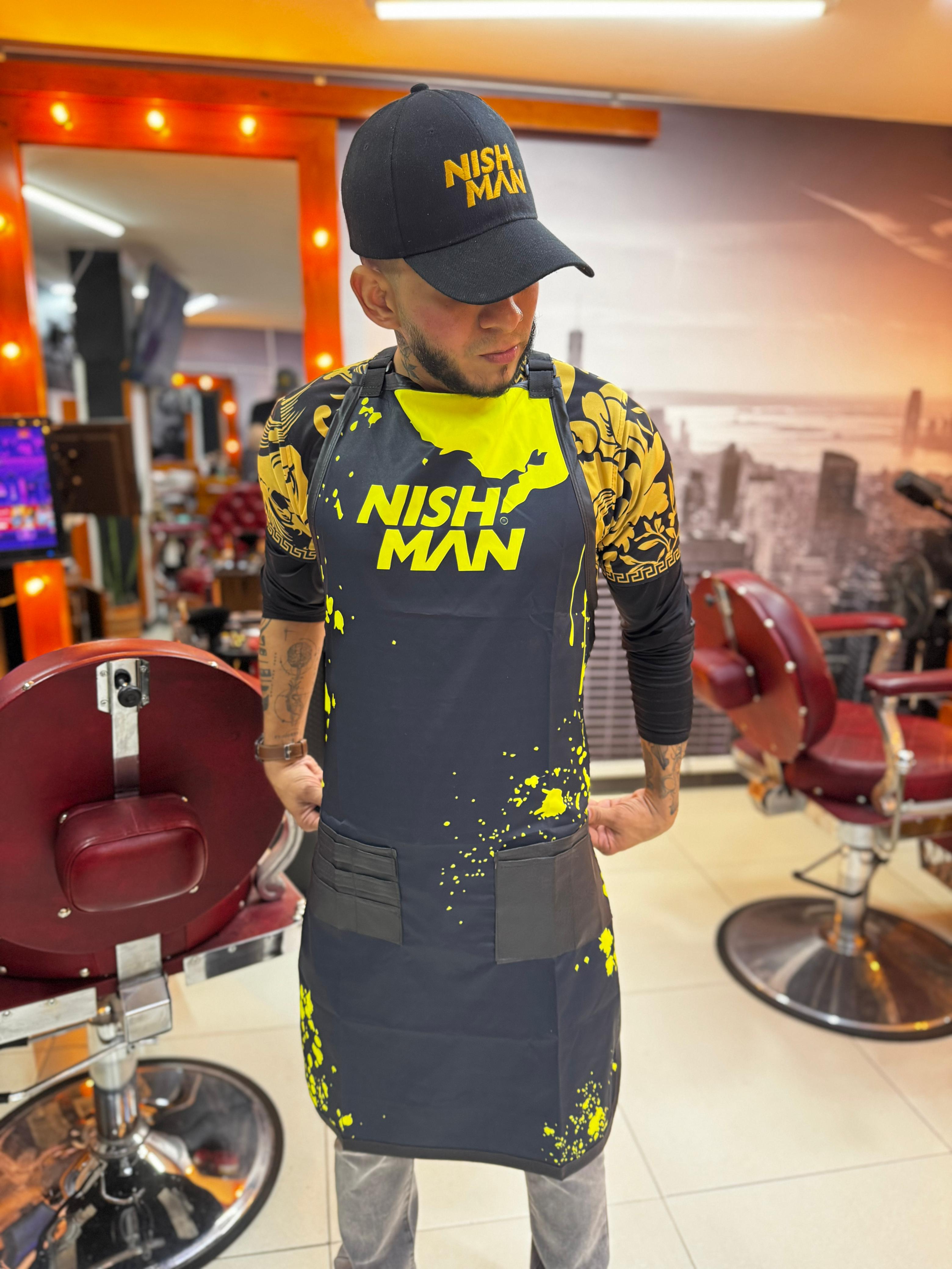 MANDIL ANTIFLUIDOS NISHMAN NISHMAN MANDIL O DELANTAL CHALECO DE BARBERIA SASB1744 - Tienda Barber Clan