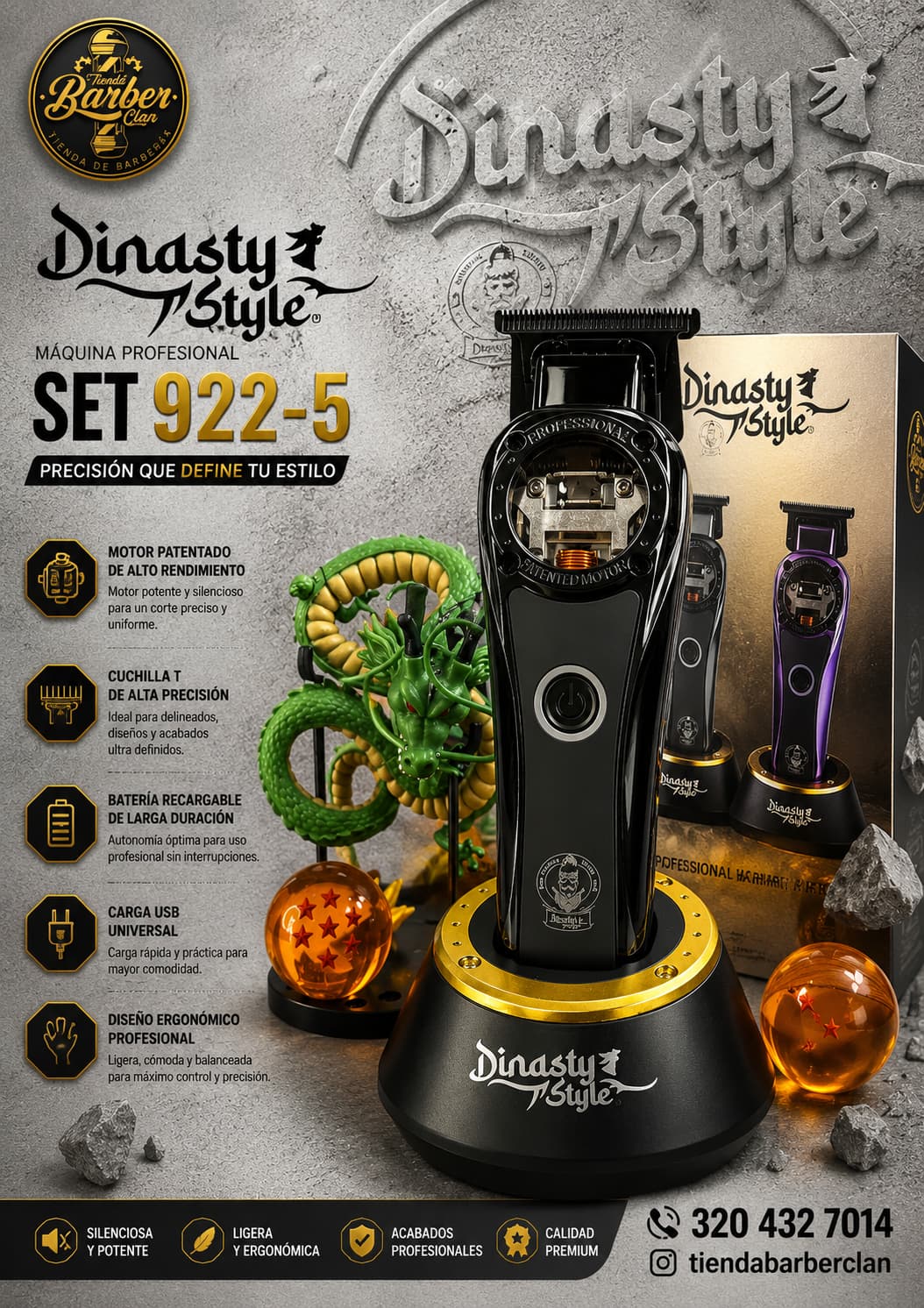 MAQUINA PATILLERA DINASTY.S DINASTY MAQUINAS PATILLERAS 9866543 - Tienda Barber Clan