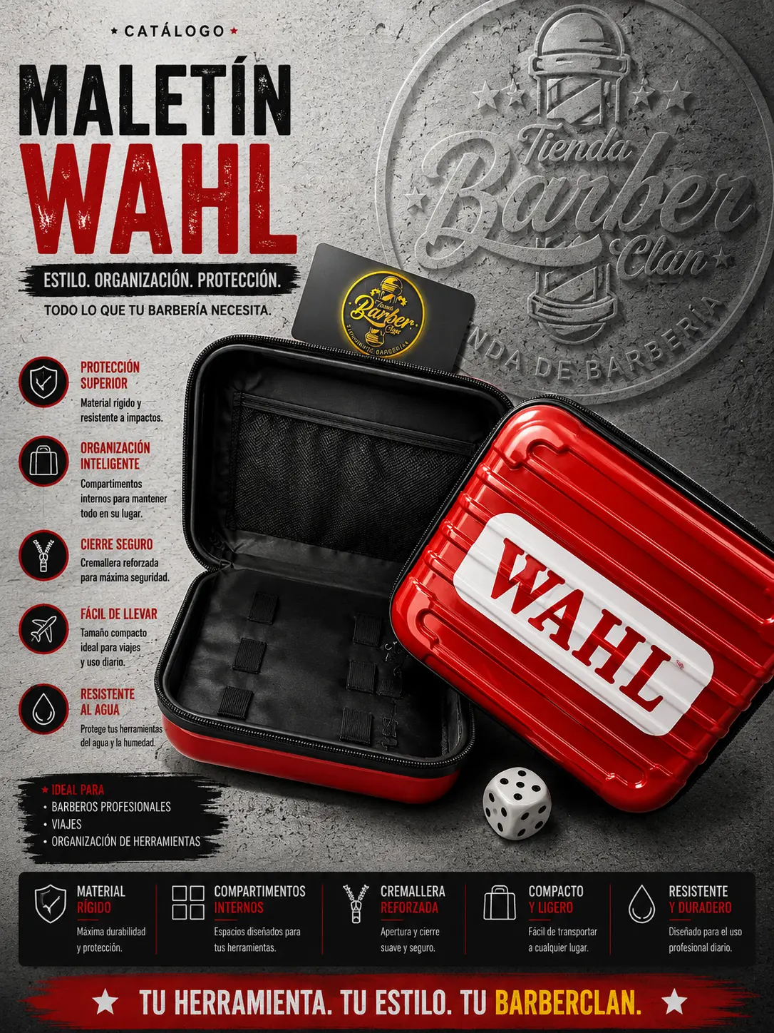 MALETA NECESER WAHL GRANDE ROJO BOLSOS Y MALETAS NEC--DEF-6285 - Tienda Barber Clan
