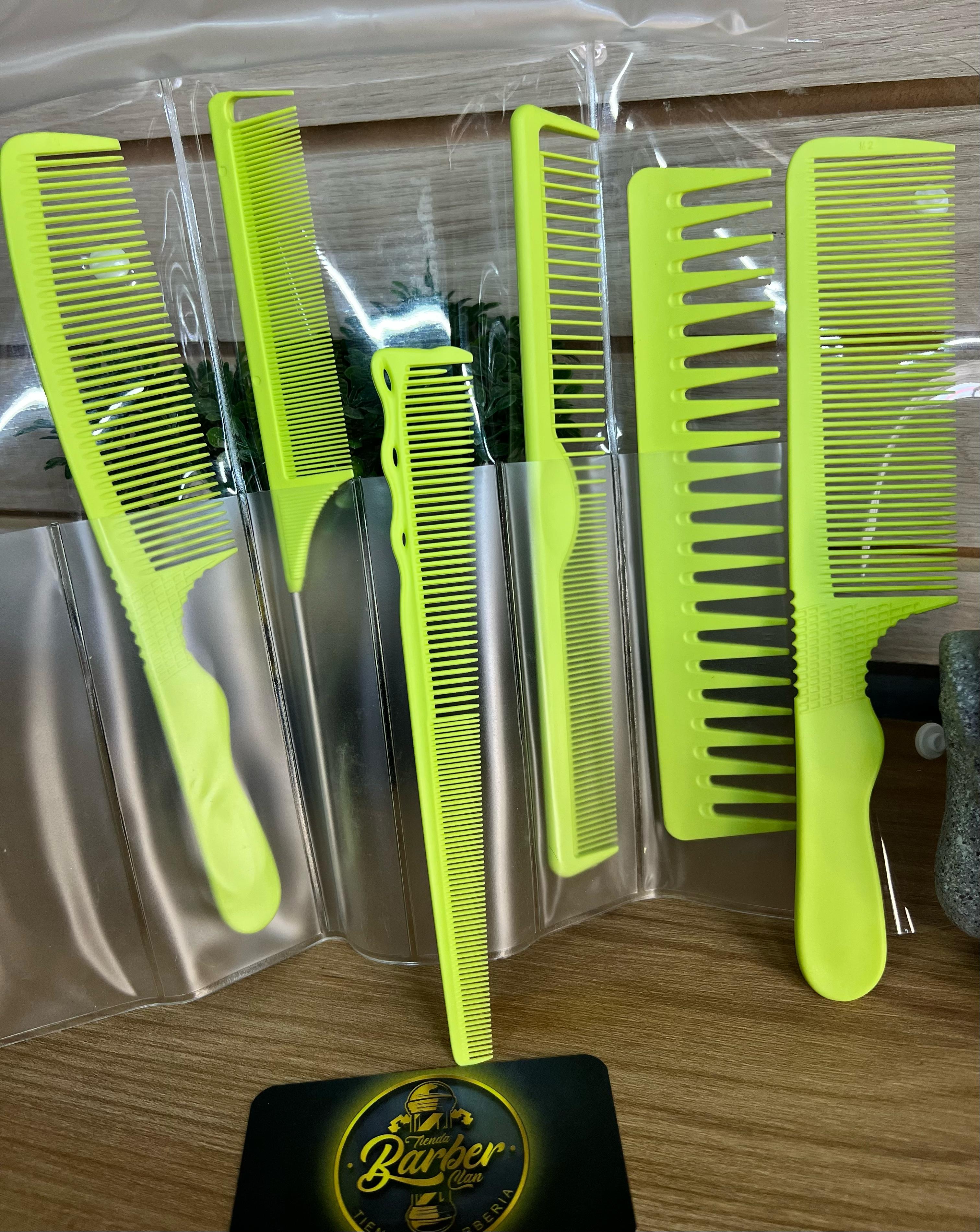 KIT PEINES DE CARBON X6 VERDE CHINA PEINESPEINILLAS 6904562715010 - Tienda Barber Clan