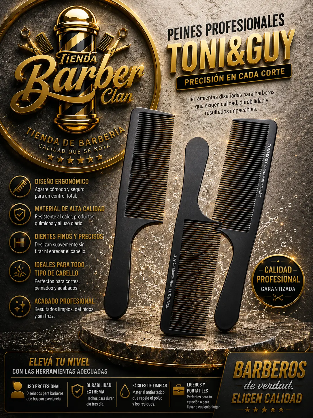 PEINILLA CARBON 0611 TONI & GUY PEINES PEINILLAS 6926202420337 - Tienda Barber Clan