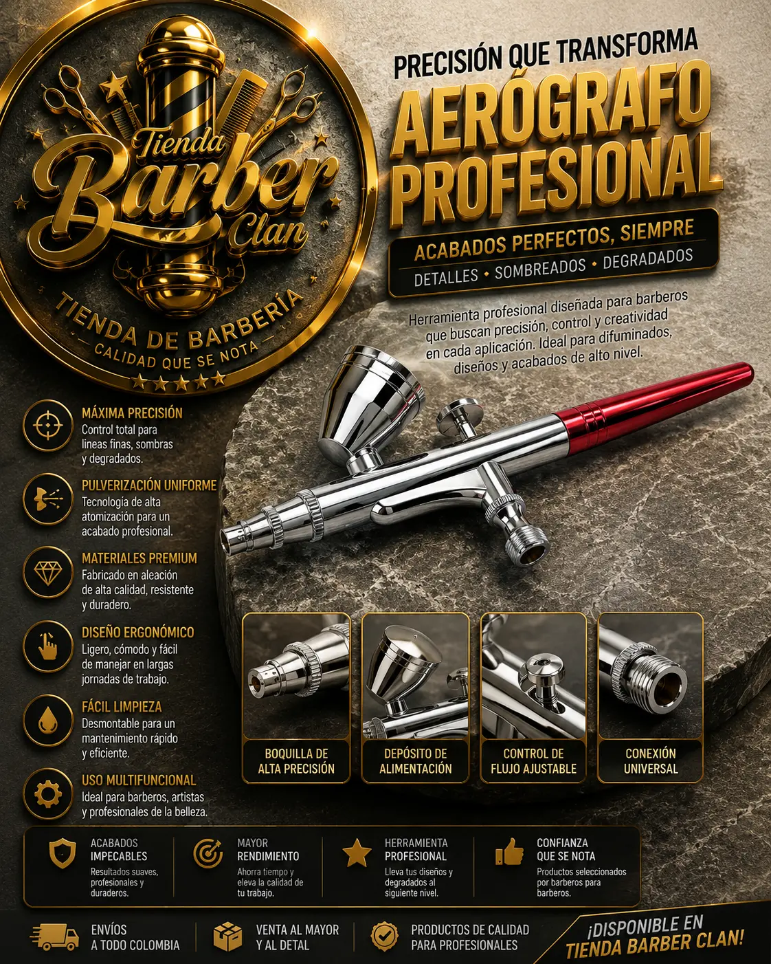 REPUESTO DE AEROGRAFO CHINA AEROGRAFOS 098764 - Tienda Barber Clan