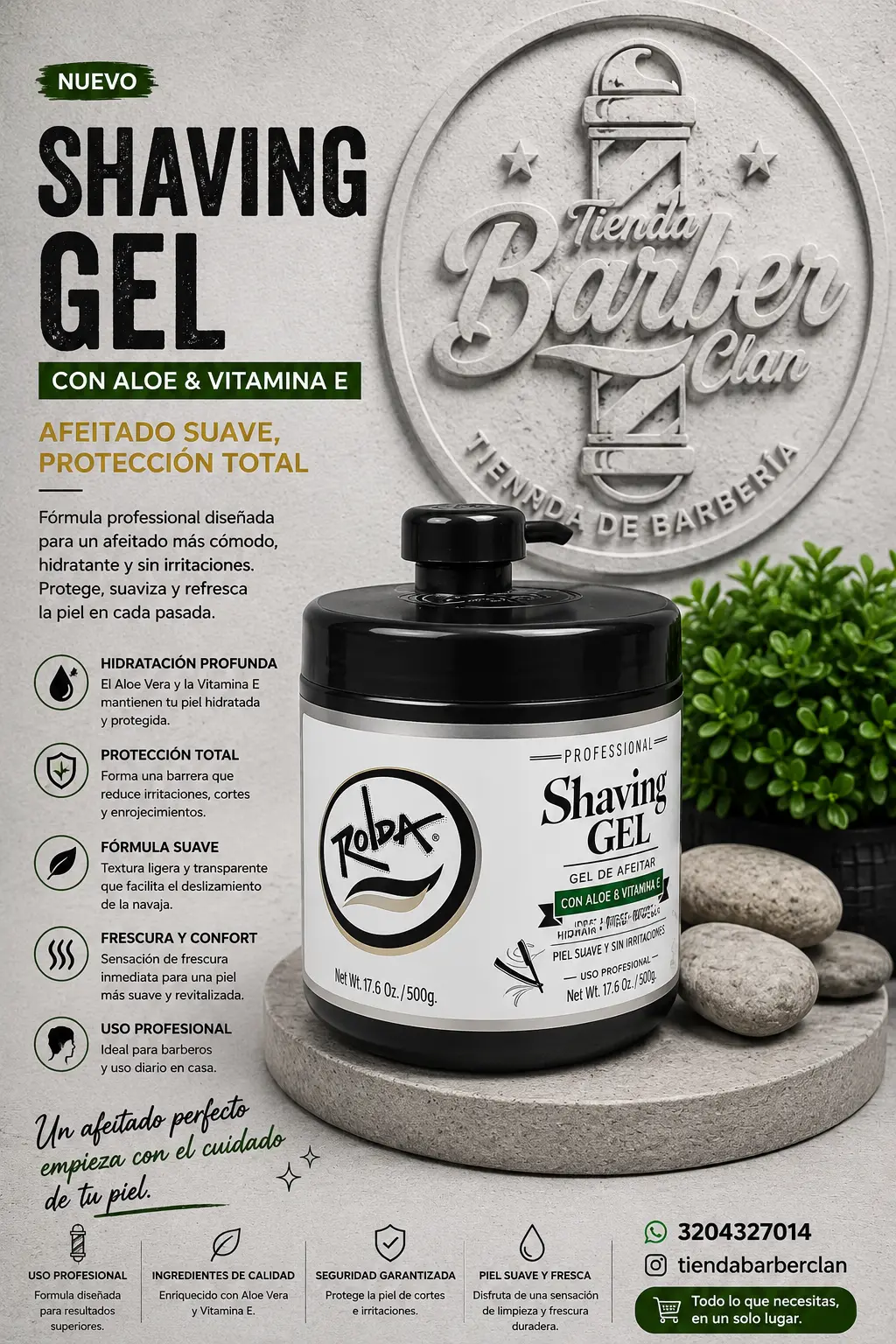 SHAVING GEL ROLDA 500GR ROLDA SHAVIN GEL Y ESPUMAS PARA AFEITAR 7707342224127 - Tienda Barber Clan