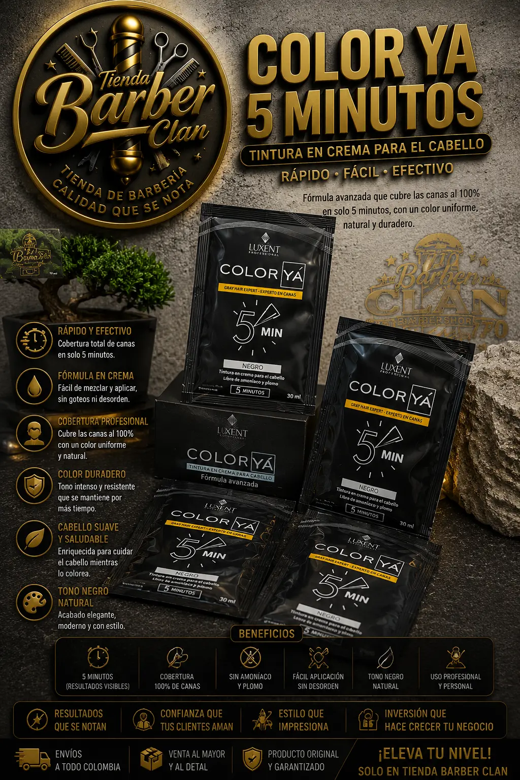 COLOR YA NEGRO 30ML LUXENT MATIZANTES 7709989311284 - Tienda Barber Clan