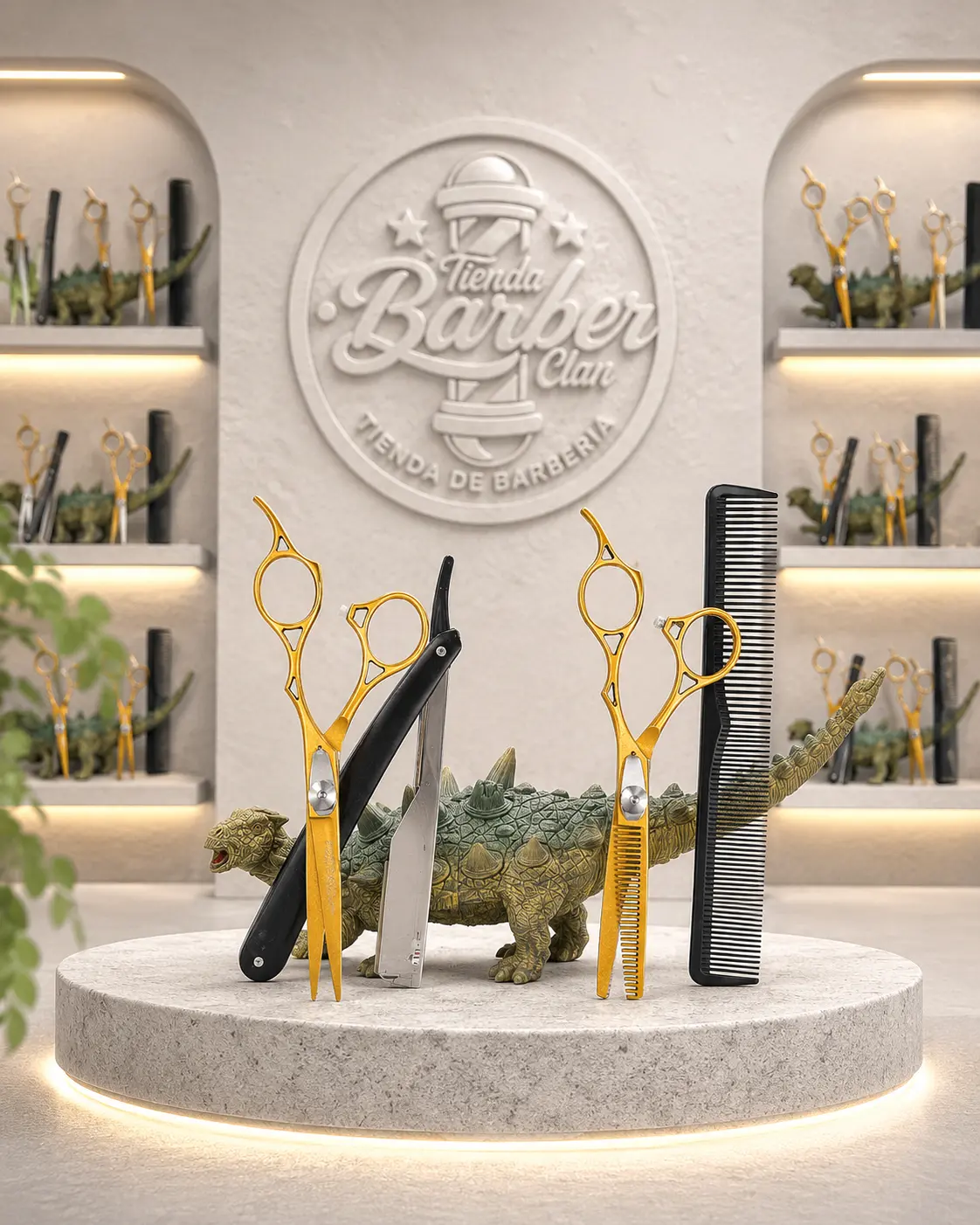 TIJERA X2 + NAVAJA + PEINILLA DORADA - MAJESTIC MAJESTIC TIJERAS 7784231 - Tienda Barber Clan